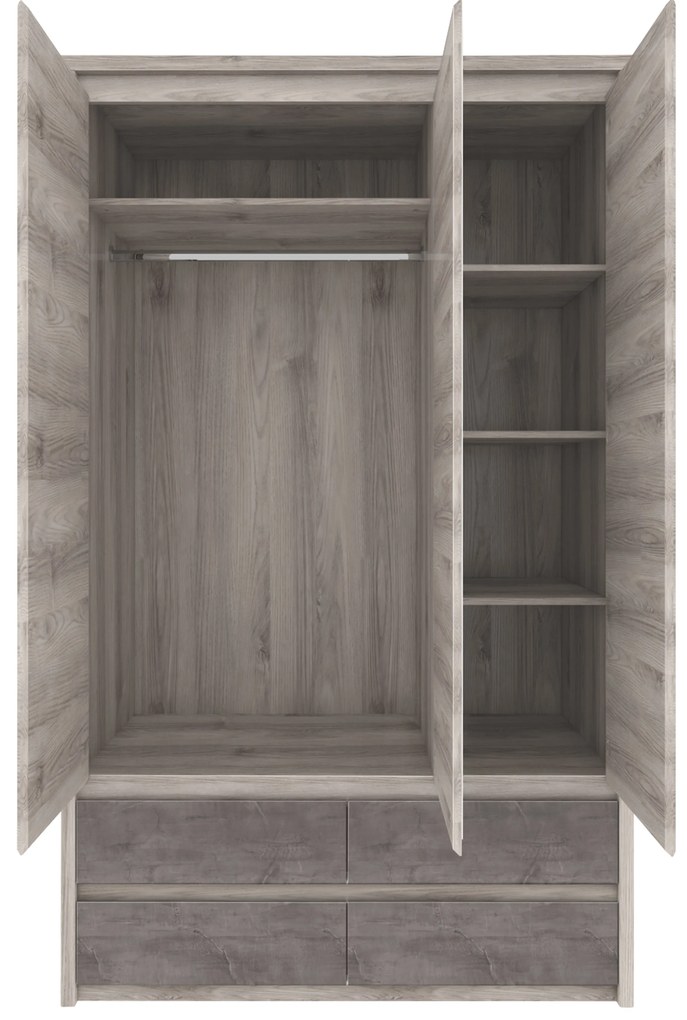 Dulap de haine Jolene 3D4S (cu oglindă) (castan nairobi + onyx). 1052974
