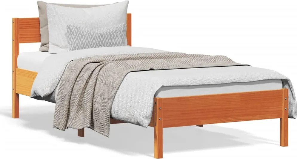 vidaXL Cadru pat fără saltea, maro ceruit, 75x190 cm, lemn masiv pin