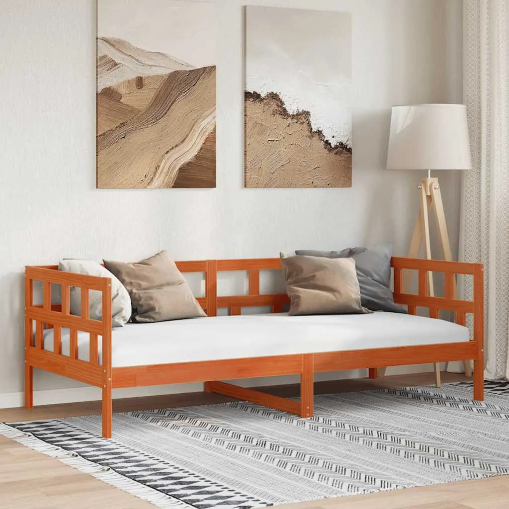 vidaXL Pat de zi fără saltea, maro ceruit, 80x200 cm, lemn masiv pin