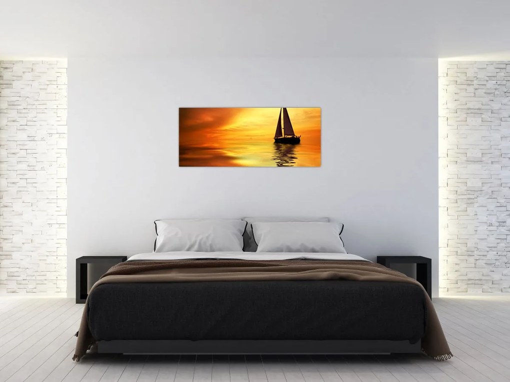 Tablou - Sailboat la apus de soare (120x50 cm)