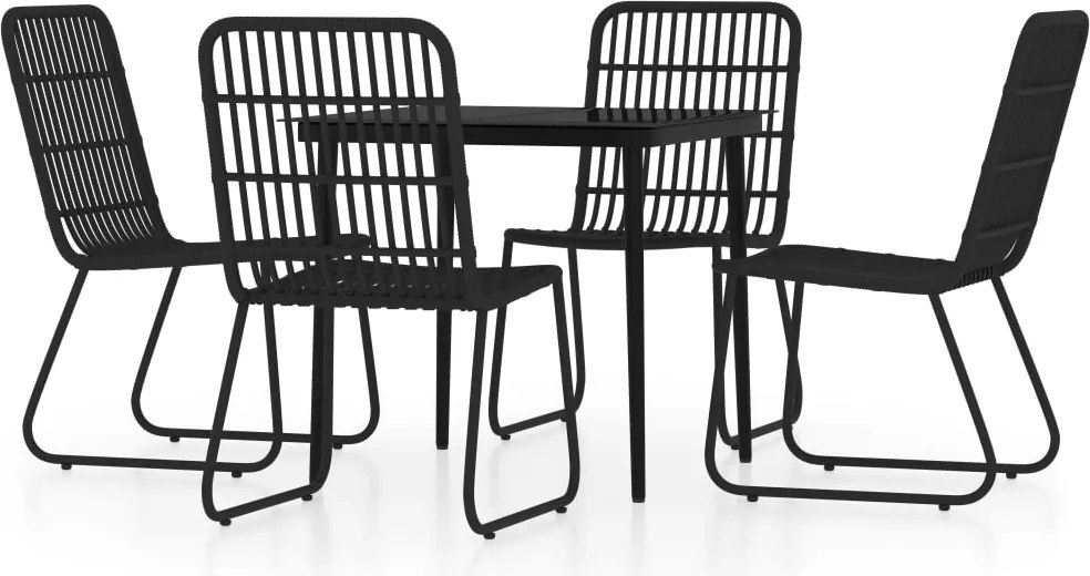 vidaXL Set de servit masa pentru grădină, 5 piese, negru