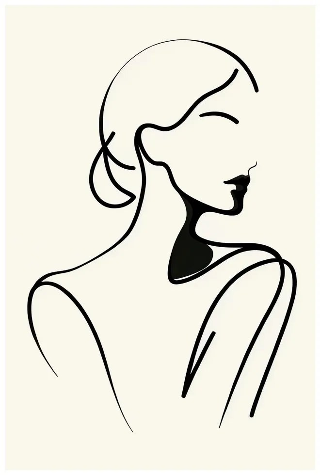 Tablou femeie în linii minimaliste