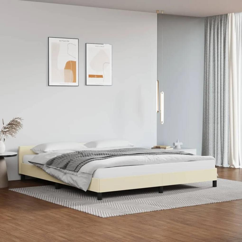 347515 vidaXL Cadru de pat cu tăblie, crem, 180x200 cm, piele ecologică
