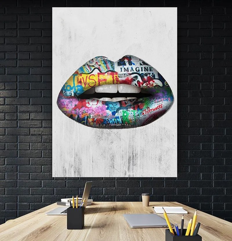 Tablou canvas Graffiti Lips 120x80 cm