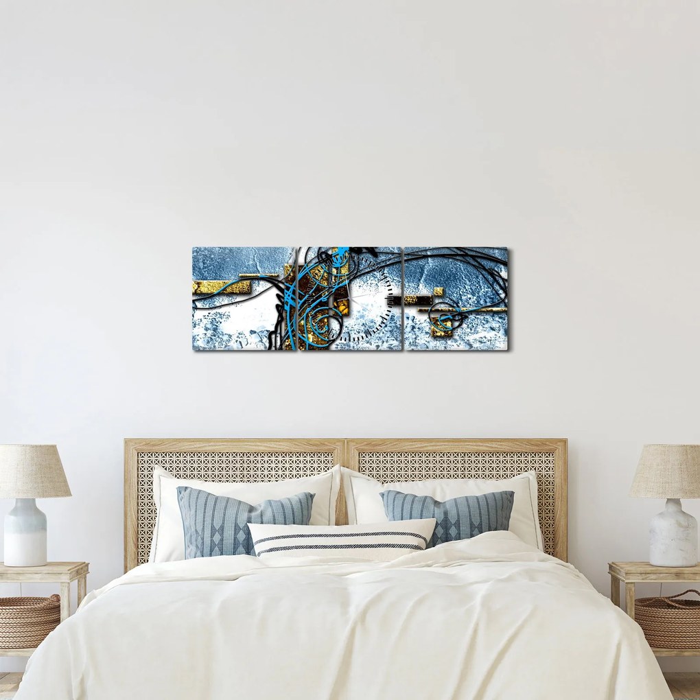 Tablou abstract (cu ceas) (90x30 cm)