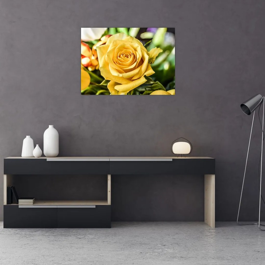 Tablou pe sticlă cu trandafir (70x50 cm)