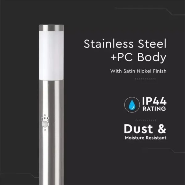 Lampă de exterior cu senzor 1xE27/60W/230V IP44 110cm crom mat