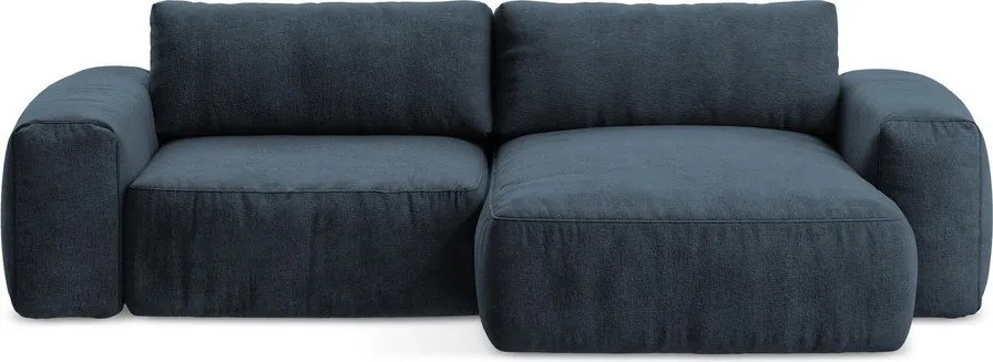 Colțar albastru închis extensibil cu tapițerie din chenille (cu colț pe partea dreaptă/cu șezlong) Kuki – Makamii