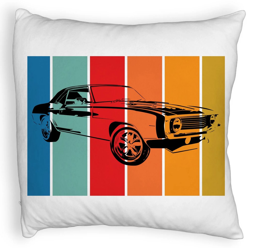 Perna Decorativa Fluffy, Model Retro Car, 40x40 cm, Alba, Husa Detasabila, Burduf