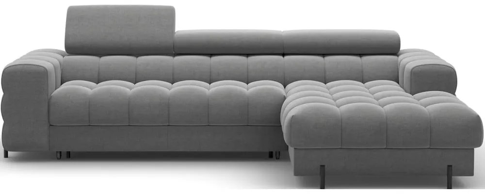 Colțar taupe extensibil/cu spațiu de depozitare cu tapițerie din catifea (cu colț pe partea dreaptă/cu șezlong) Felro – ELTAP