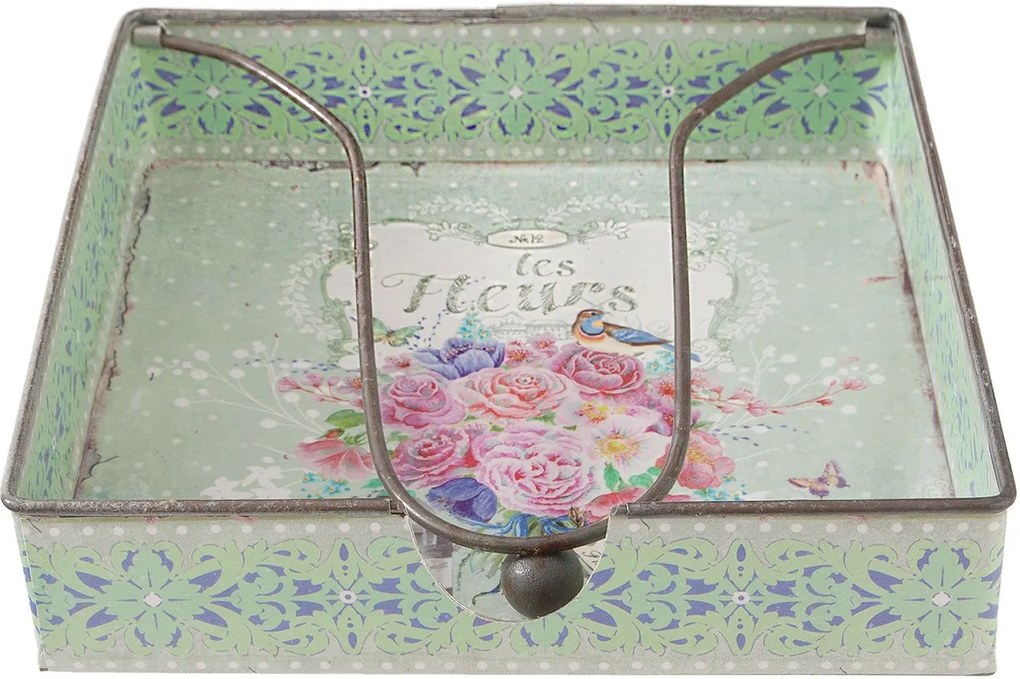 Suport servetele vintage metal Les Fleurs 18 cm x 18 cm x 4 cm
