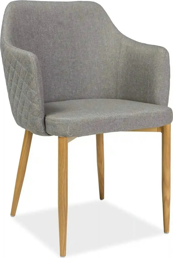 Scaun ASTOR, gri/stejar, stofa/metal, 46x46x84 cm