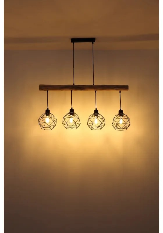 Lustra cu 4 pendule design modern Theodor lemn 15416-4 GL