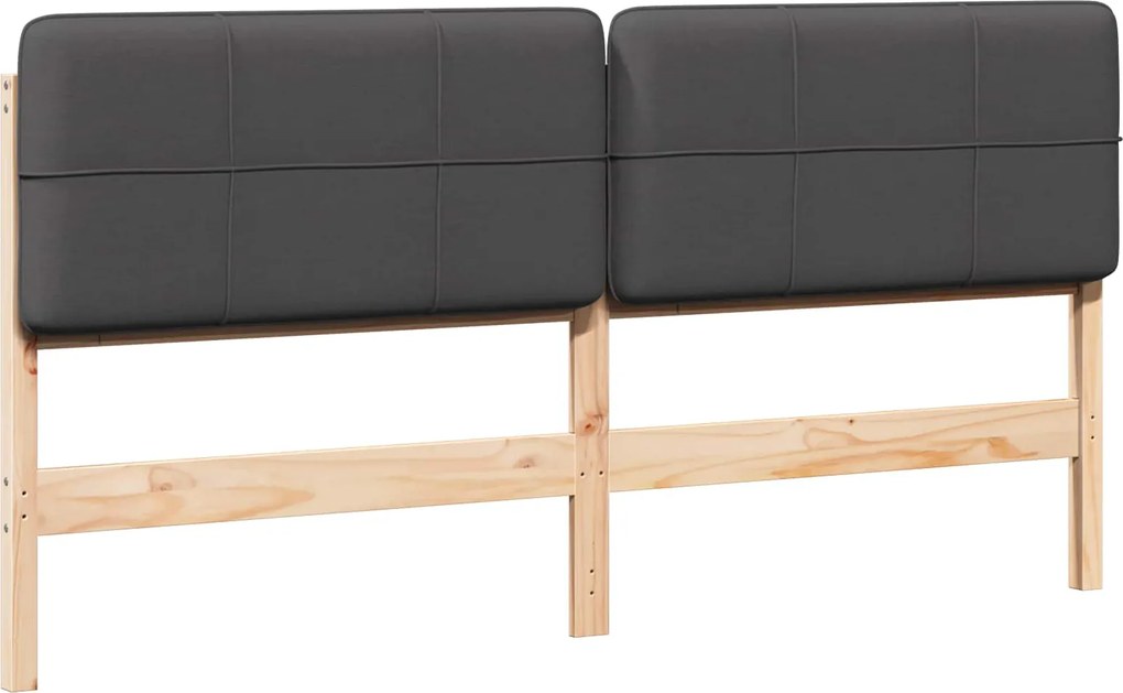 vidaXL Tăblie tapițată Maro și gri închis 200 cm Lemn de pin masiv