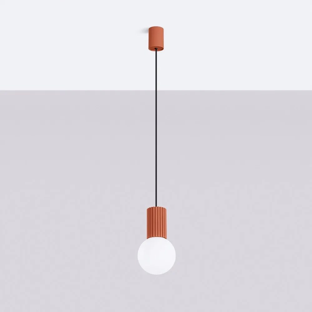 Lustră portocalie cu abajur din sticlă ø 12 cm Orbital – Sollux