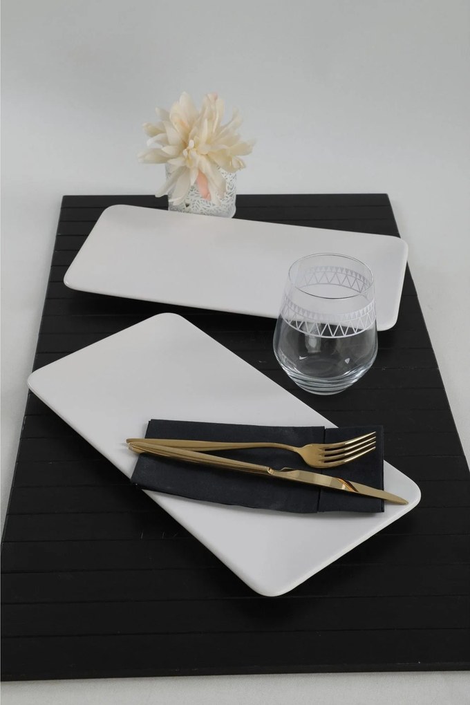 Set 2 platouri 275KRM1720, alb, ceramica, 33x17 cm