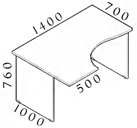 Birou ergonomic Visio 140 x 100 cm, stanga, nuc