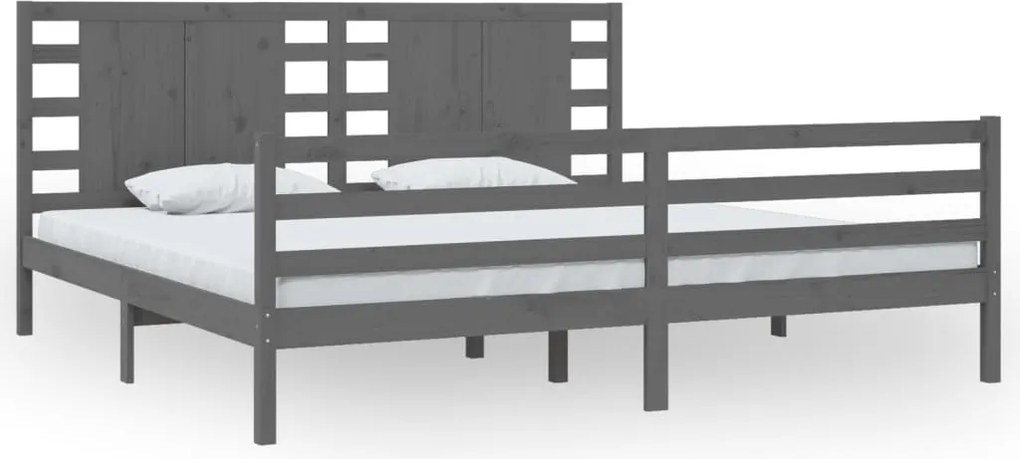 vidaXL Cadru de pat, gri , 200x200 cm, lemn masiv de pin