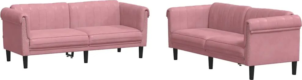 vidaXL Set canapele, 2 piese, roz, catifea