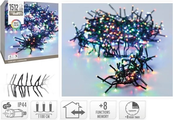 Instalație luminoasă LED de exterior pentru Crăciun 1512xLED/230V/8 funcții 14 m IP44 multicolor