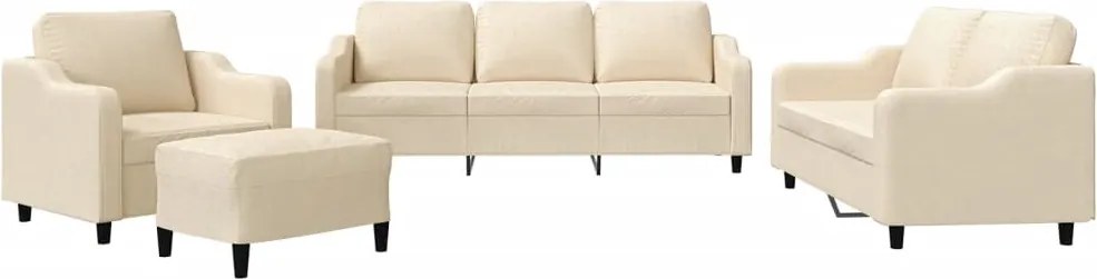 vidaXL Set de canapele cu perne, 4 piese, crem, textil