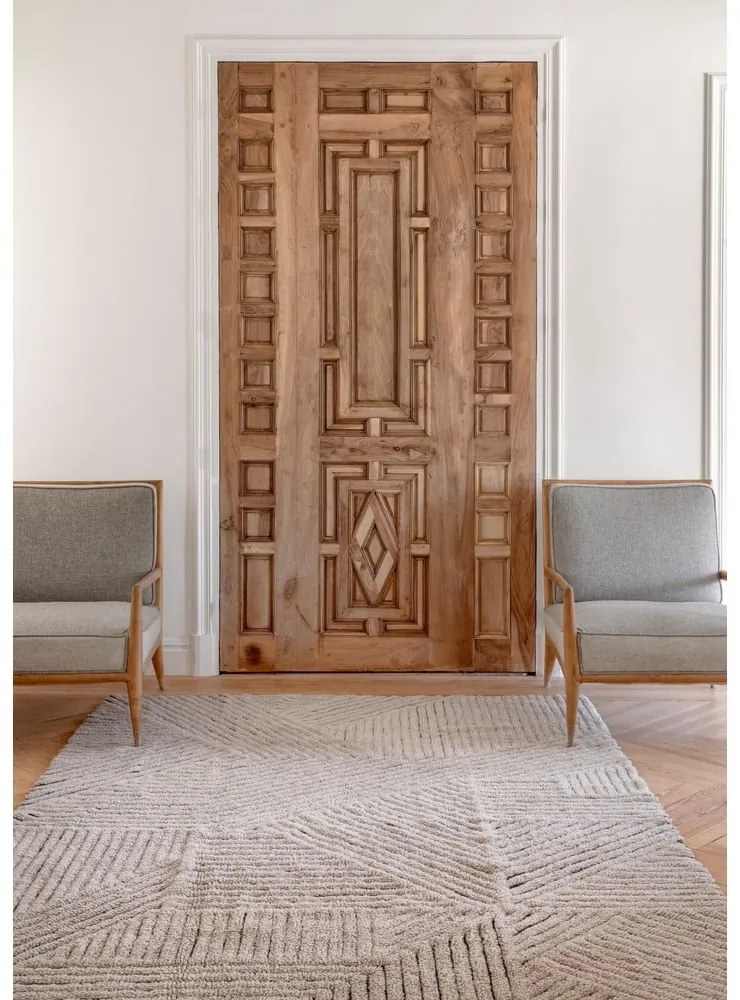 Covor maro deschis lavabil/țesut manual din lână 170x240 cm Golden Coffee – Lorena Canals