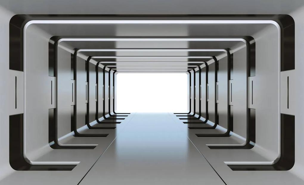 Fototapet - 3D tunel argintiu (254x184 cm), în 8 de alte dimensiuni noi