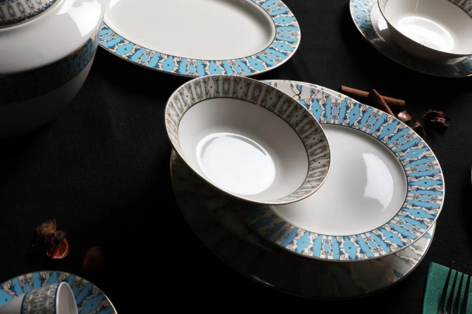 Serviciu de Masa BNKL68YT43010358, 68 Piese, Portelan Bone China