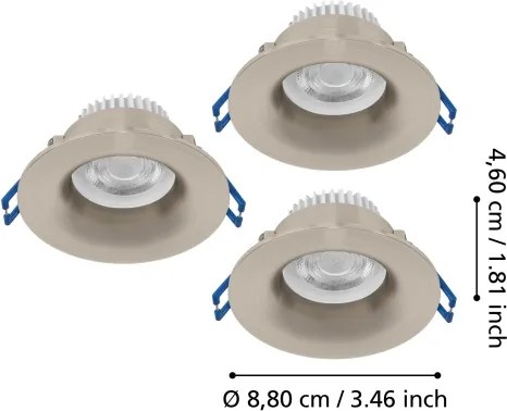 Eglo 902276 - Set 3x spoturi încastrate LED SALABATE, 4,9 W, 230 V, Ø 8,8 cm, IP65, crom
