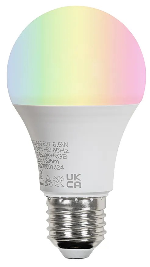 Lampă de exterior cu picior inteligentă neagră cu sticlă nervurată 80 cm inclusiv Wifi A60 - Charlois