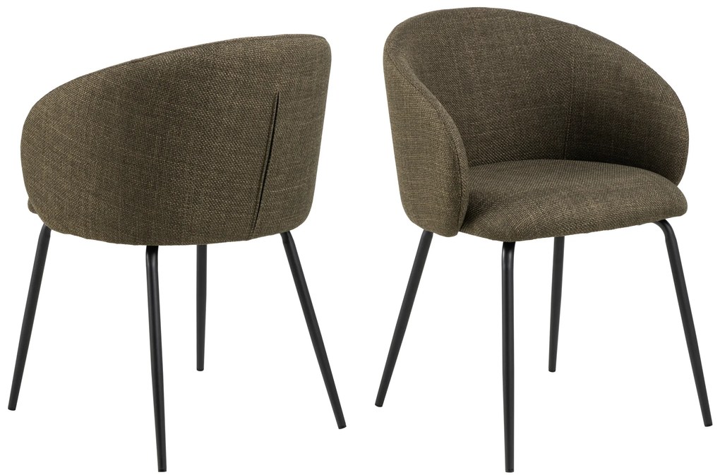 MAZZONI EXPORT CLARA Verde Măsliniu (material Basel 77)/picioare negre - SCAUN MODERN ADÂNC TAPIȚAT PENTRU SALON/LIVING/BIROU LOFT