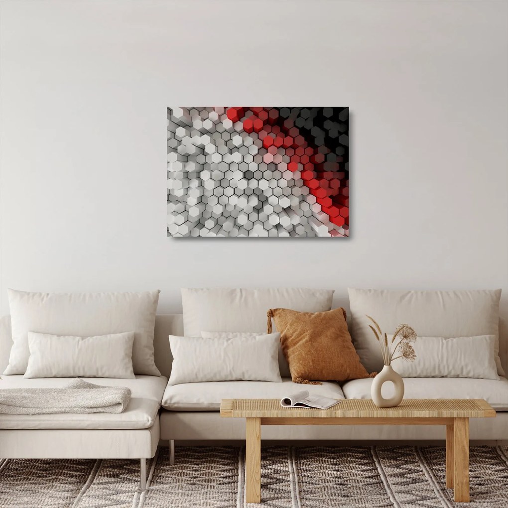 Tablou pe sticlă - 3D hexagoane (70x50 cm)