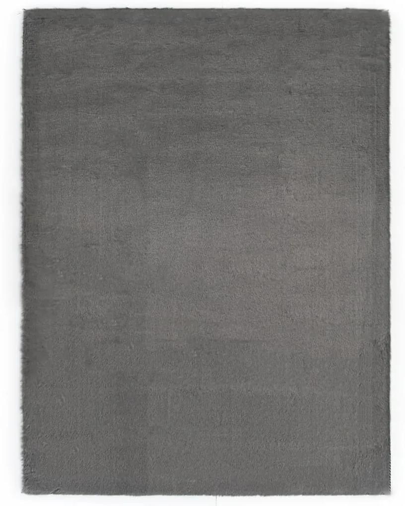 vidaXL Covor, gri inchis, 160 x 230 cm, blană ecologică de iepure