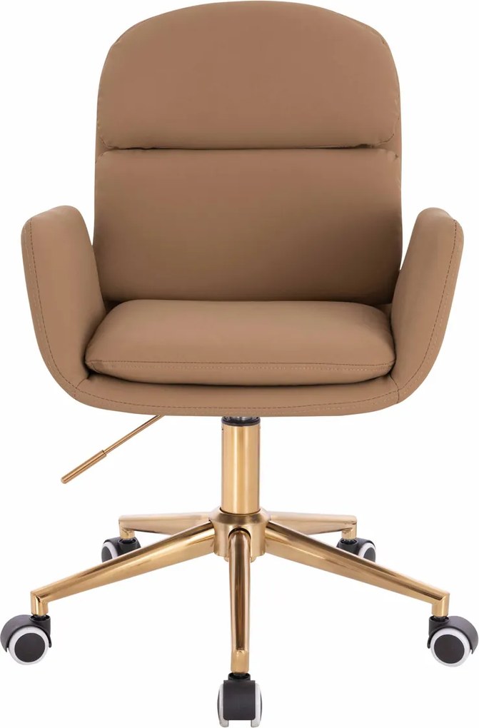 HR480K Scaun Caramel Piele Ecologica Premium Soft cu Bază Aurie