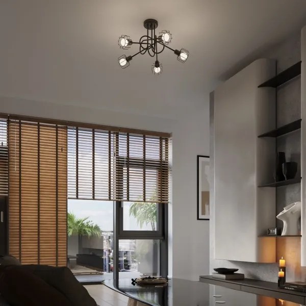 Lustră pe tijă BELUCI 5xE14/40W/230V neagră Sollux SL.1119