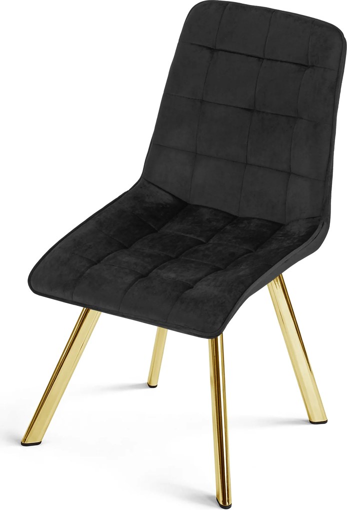 Scaun de masa CIEZA VELVET cu picioare aurii, negru