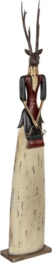 Figurină decorativă vintage cerb din metal, 17x10xH86 cm