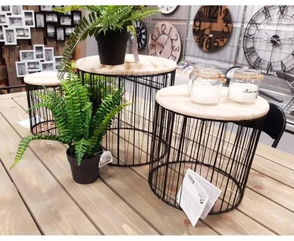 SET 3x Suport flori Ø 19/23/28 cm negru/bej