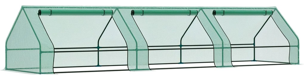 Outsunny Seră pentru Grădină Impermeabilă și Rezistentă la UV cu 3 Ferestre Rulante, 400x100x80 cm, Verde | Aosom Romania