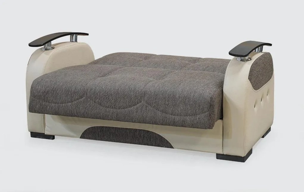 Canapea Lincoln, culoare crem / maro, 215 x 70 cm