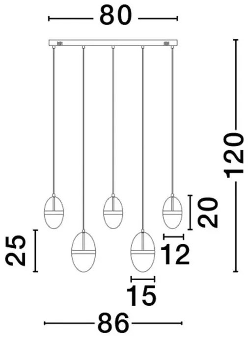 Lustra cu 5 pendule LED design modern Egna