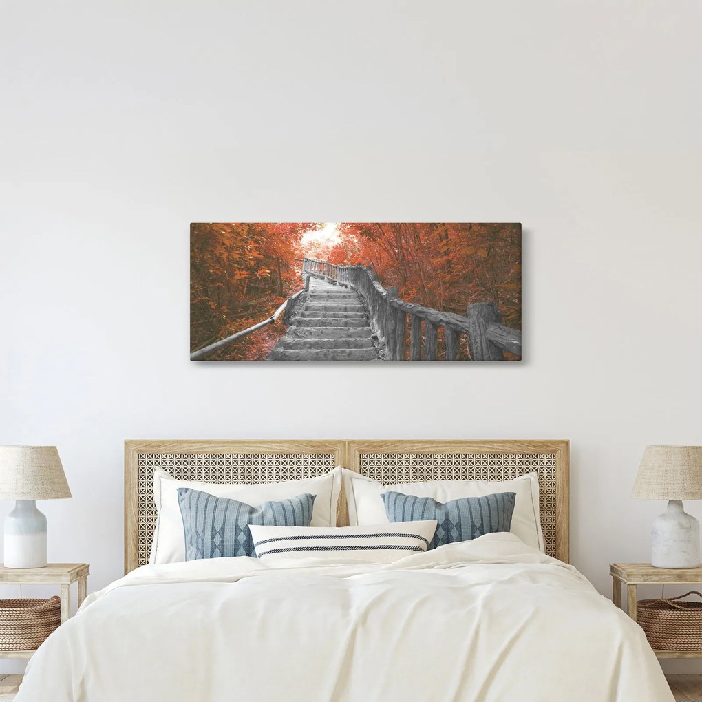 Tablou - Scări în natură, portocaliu (120x50 cm)