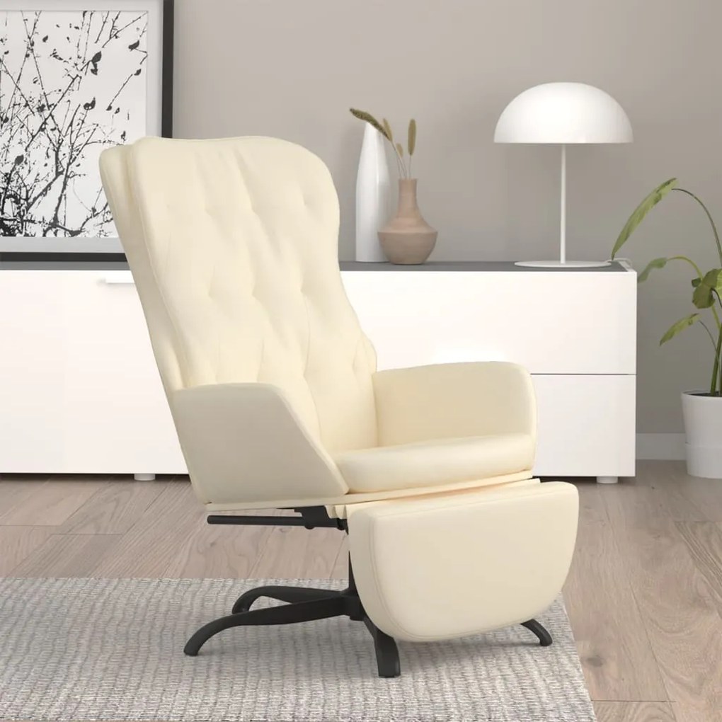 3097686 vidaXL Scaun de relaxare cu taburet, crem, piele ecologică