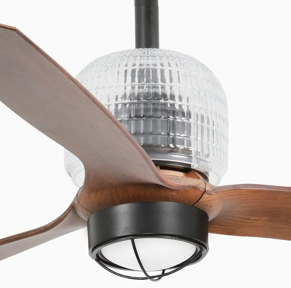 Lustra cu Ventilator si telecomanda DECO FAN M LED negru/maro