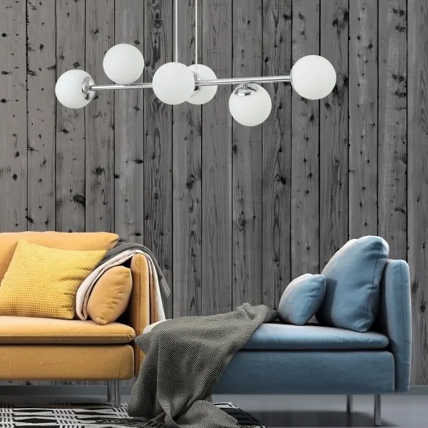 Lustră pe cablu MADDIE, 6 x E14, 5 W, 230 V, crom lucios