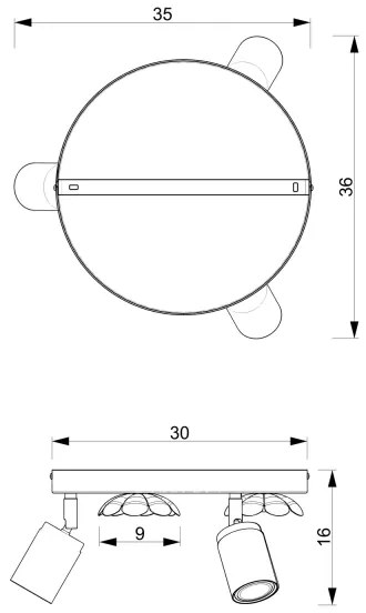 Spot FLOWER 3xGU10/8W/230V crom mat