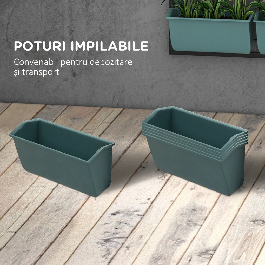 Outsunny Jardiniera de perete pe 3 nivele cu 6 ghivece pentru interior si exterior, Jardiniera cu montare pe perete