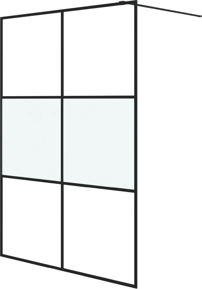 vidaXL Perete cabină duș walk-in negru 140x195 cm sticlă ESG semi-mată