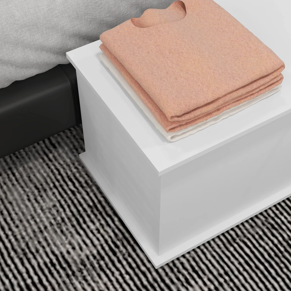 HOMCOM Bancă de Depozitare cu Balamale de Siguranță și Capac, 80x40x40 cm, Alb | Aosom Romania