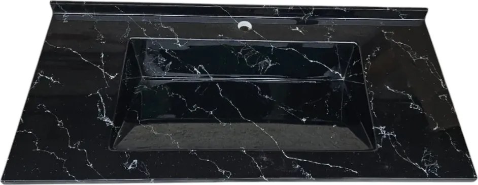 Lavoar(chiuveta) baie compozit granit, cu sifon ascuns, HouseXL LuxMarble, 61x47 cm, montaj pe blat sau masca, antibacterian, aspect marmurat